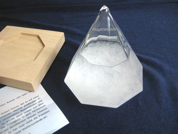 Sturmglas/Barometer/Wetterglas auf Holz- 13x 10 cm
