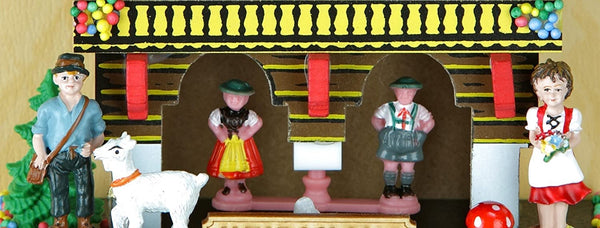 Original Schwarzwald- Miniatur Wetterhaus 10 cm - Heidi, Peter, Ziege- Germany Black Forest- Weather Houses
