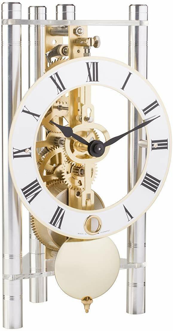 Modern Table Clock, Kaminuhr- 8-Tage Skelettuhrwerk- Roman Zahlen- Germany