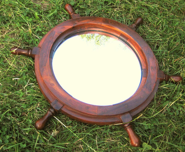 Steuerrad aus Holz mit spiegel- 45 cm