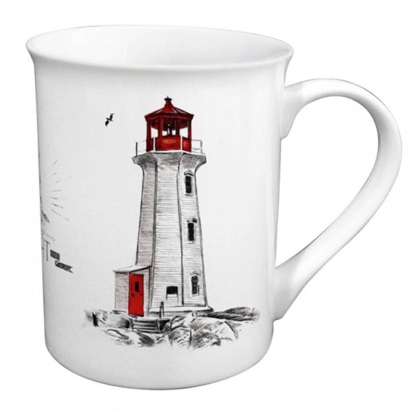 4er Set maritime Tasse, Henkelbecher H. 10 cm, Porzellan in Geschenkebox