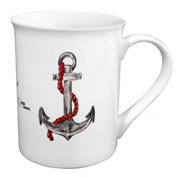 4er Set maritime Tasse, Henkelbecher H. 10 cm, Porzellan in Geschenkebox