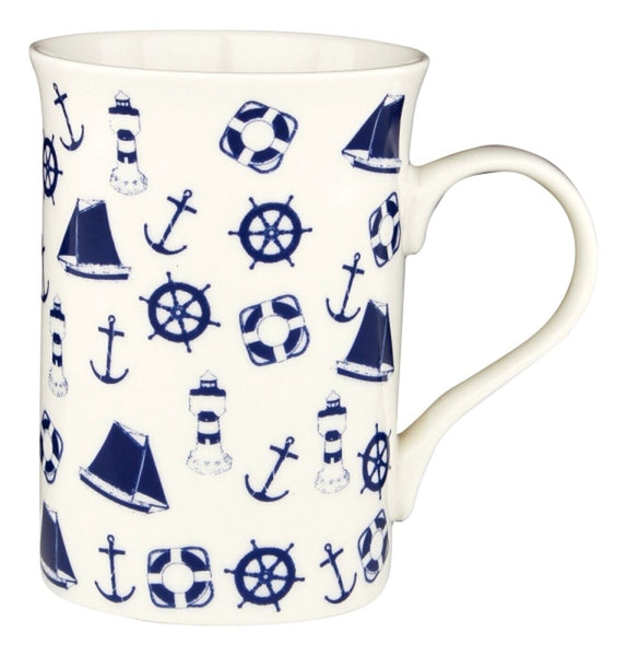 2X Maritime Tasse, Henkelbecher H. 10 cm, Porzellan in Geschenkebox