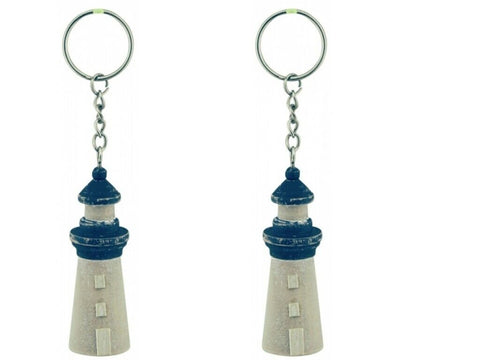 2X Maritimer Schlüsselanhänger- Leuchtturm Holz und Metall- blau