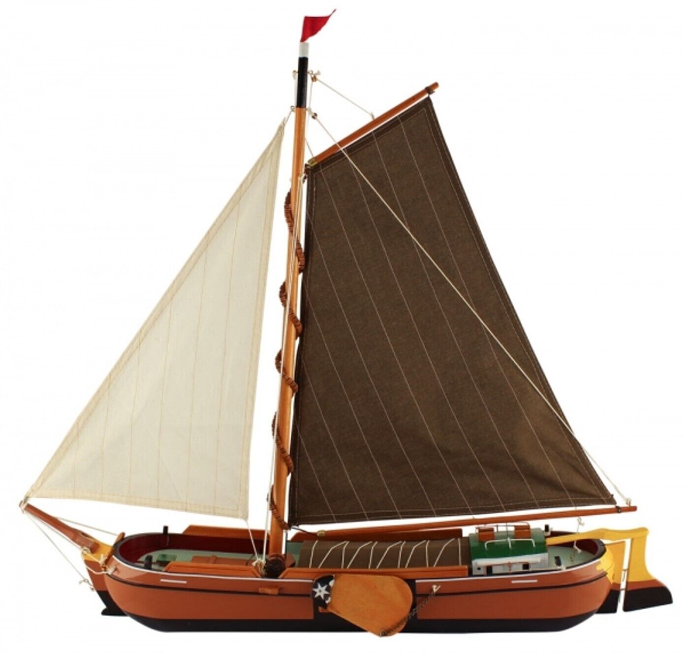 Segelschiff, Schiffsmodell, Segler, Flachboot Holz 75 cm