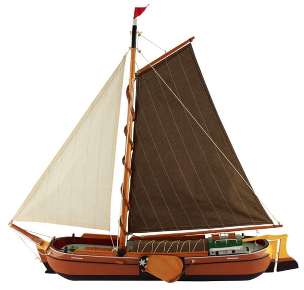 Plattboot, Schiffsmodell, Segler, Flachboot Holz 75 cm