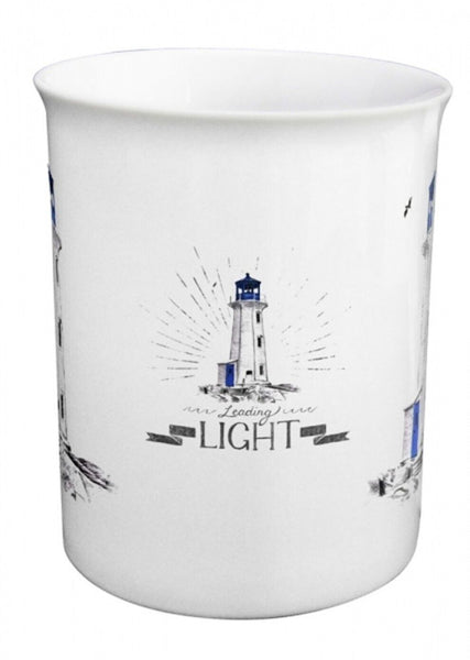 Tasse, Henkelbecher Porzellan in Geschenkebox- Motivfarbe blau- Leuchtturm