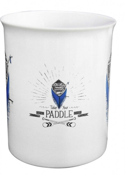 Tasse, Henkelbecher Porzellan in Geschenkebox- Motivfarbe blau- Paddelboot