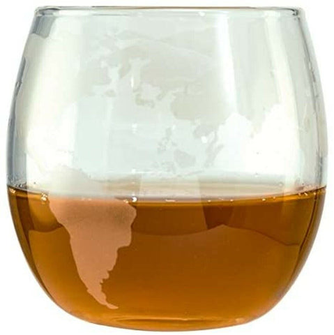 2er Set Glas, gefrostet Weltkarte- Whiskygläser Scotchgläser Bourbon Cocktail