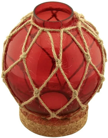 Teelichthalter glas- Fischerkugel 16 cm, rot