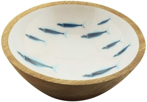 Cuenco redondo de madera esmaltado - pescado - 25 cm 