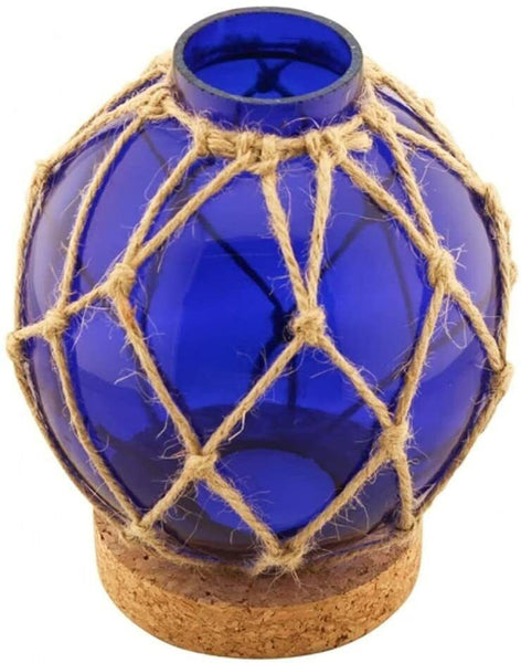 Teelichthalter aus glas- Fischerkugel in blau