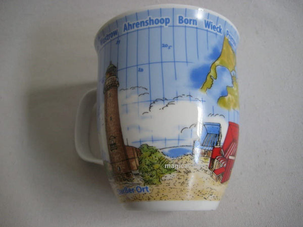 XL- Porzellan- Tasse, Kaffeepott- maritim Fischland Darß- Wustrow, Ahrenshoop, Born a. Darß, Wieck a. Darß, Prerow und Zingst