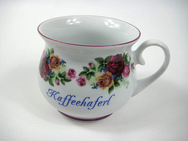 Porzellan- Tasse, Kaffeepott, Kugelbecher - Blumen- Kaffeehaferl