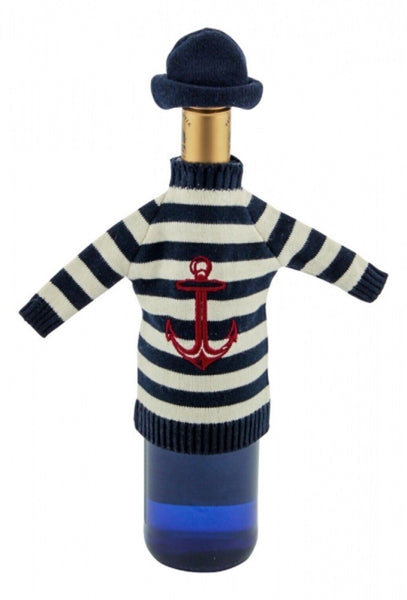 2er Set- gestreifter Flaschenpulli mit Mütze- Baumwolle- maritim Ankermotiv