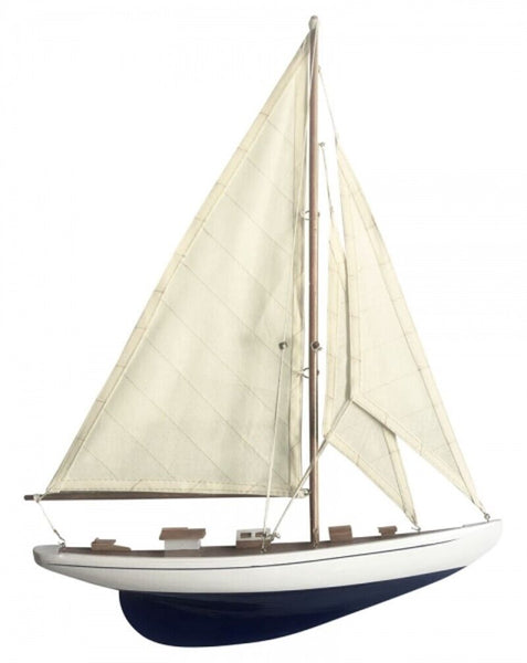 Schiffsmodelle 2 Stück Segelyacht und Steuerrad mit Taueinlage 30 cm